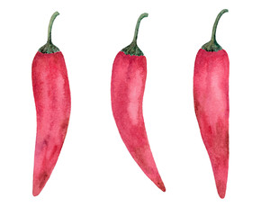 Red chili peppers isolated on white background