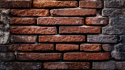 Grunge Brick Wall Background. Old weathered brick wall fragment.