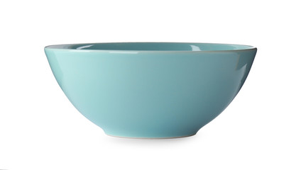 New blue ceramic bowl isolated on white