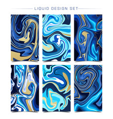 Mixture of acrylic paints. Liquid marble texture set. Fluid art. Applicable for design cover, presentation, invitation, flyer, annual report, poster and business card, desing packaging. Modern artwork