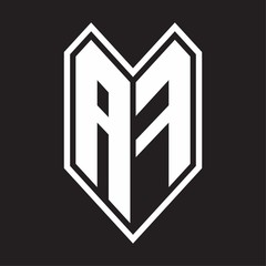 AF Logo monogram with emblem line style isolated on black background