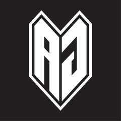 AG Logo monogram with emblem line style isolated on black background