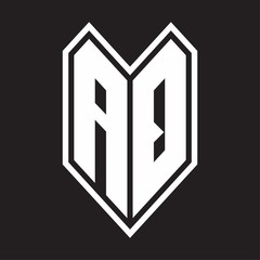 AQ Logo monogram with emblem line style isolated on black background