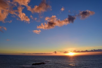 Beautiful colorful sunset over the Atlantic ocean, Tenerife, Canary Islands, Spain