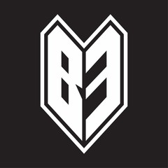 BE Logo monogram with emblem line style isolated on black background