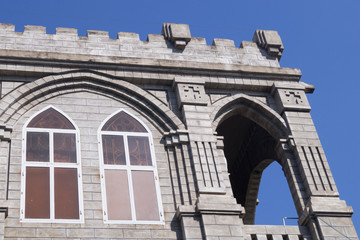 Fototapeta na wymiar facade of a catholic cathedral against the sky