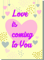 Valentine's day greeting cards with hand written greeting lettering and decorative textured brush strokes on background. Happy Valentine's day, Love you words, love in a card concept