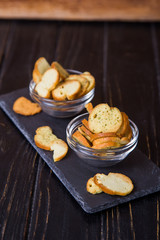 round crackers with herbal