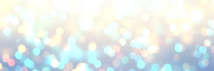 Obraz premium Glitter holiday banner. Empty bokeh background. Abstract sparkles texture. Blur brilliance illustration. Defocused pattern.