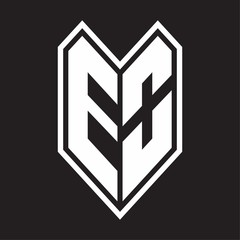 EO Logo monogram with emblem line style isolated on black background