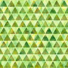 Fototapeta premium Watercolor olive-green triangle background. Seamless pattern. Watercolor illustration.