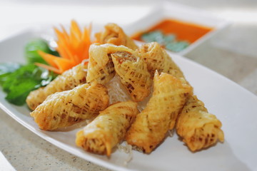Healthy food plated on art plating style to serve customers in restaurant business