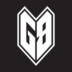 GB Logo monogram with emblem line style isolated on black background