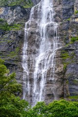 Mountain waterfall near Murren, Switzerland