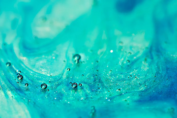 macro shot of bubbles, beautiful abstract turquoise background texture