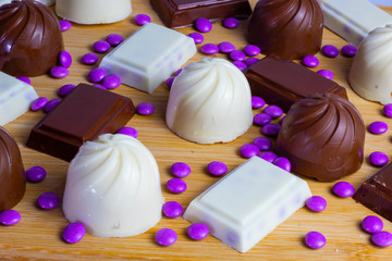 Handmade chocolate bonbon with filling