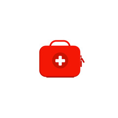 Red medical case with medicines. First aid kit.