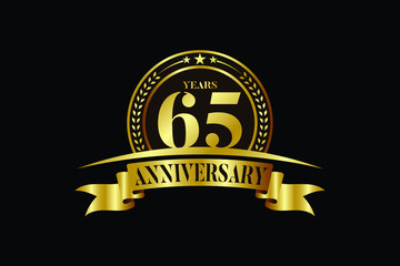 Naklejka premium 65th years anniversary logo template Vector design birthday celebration