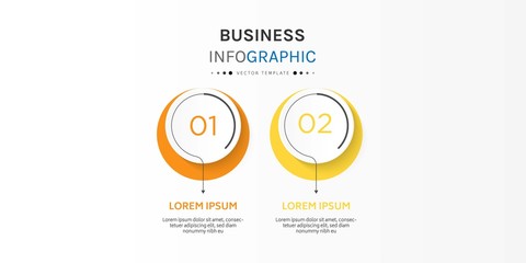 Business infographic element with 2 options, steps, number vector template design