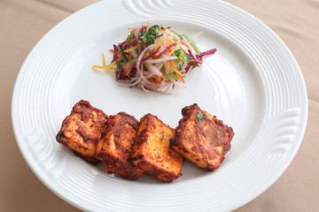 Healthy food plated on art plating style to serve customers in restaurant business