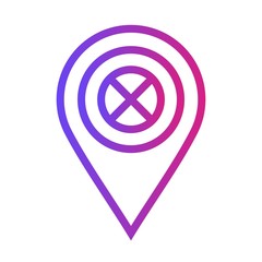 Gradient forbidden  Location Icon on white background to use in web application interface. It can also be used for travel and tourism industry.