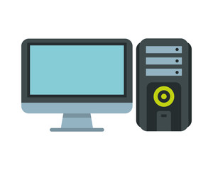 computer desktop tower with monitor