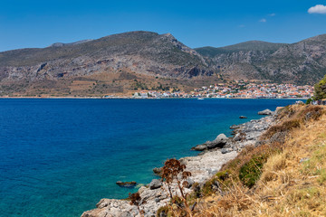 Fototapeta na wymiar View of the old town of Monemvasia in Lakonia of Peloponnese, Greece.