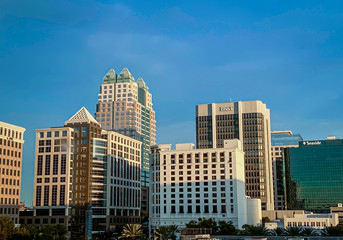 Fototapeta premium Downtown Orlando Skyscraper Cityscape Morning Sunrise