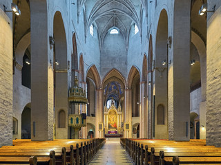 Interior of Turku Cathedral, Finland. The cathedral is the Mother Church of the Evangelical Lutheran Church of Finland. It was consecrated in 1300.