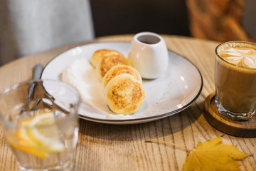 cheeses with sour cream and coffee
