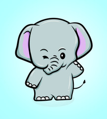 vector illustration of cute elephant Isolated on white background
