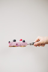 berry cheese cake without baking, sweets without sugar