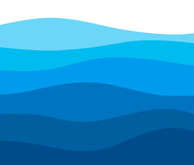 blue water with waves in different tones - digital vector flat design background view from above