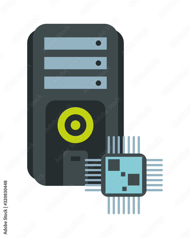 Poster processor chip with server tower devices technology