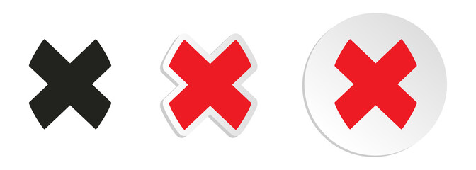 Red cross mark icon set- vector