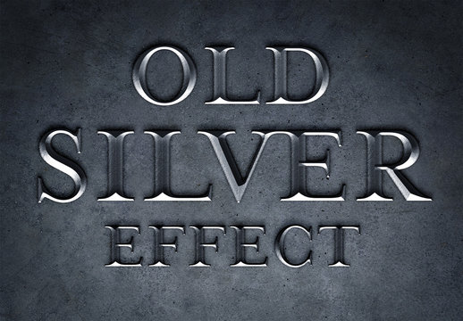 Old Silver Text Effect Mockup
