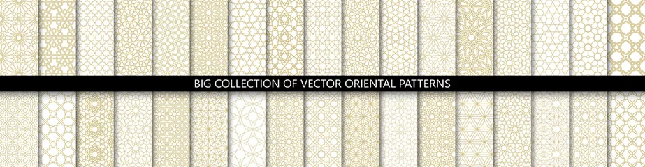 Schilderijen op glas Grote reeks van 34 verschillende vector decoratieve naadloze patronen. Collectie van geometrische patronen in de oosterse stijl. Patronen toegevoegd aan het staalpaneel. © Rodin Anton