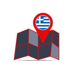 Icon map map of Greece with a country flag