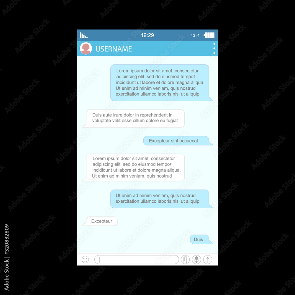 Poster social network messenger form for web and app graphic design. vector