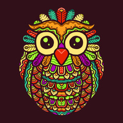 Colorfull cartoon owl mandala