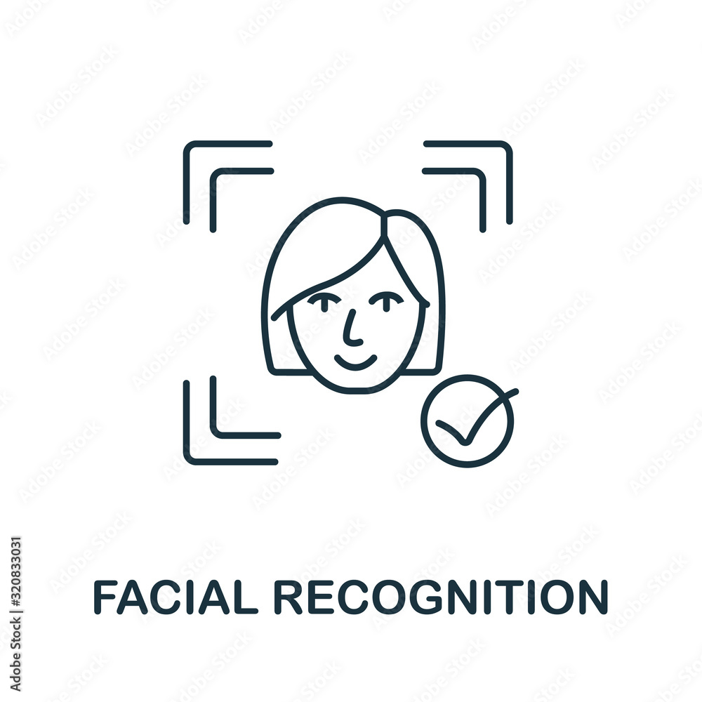 Aufkleber facial recognition icon from augmented reality collection. simple line element facial recognition sy