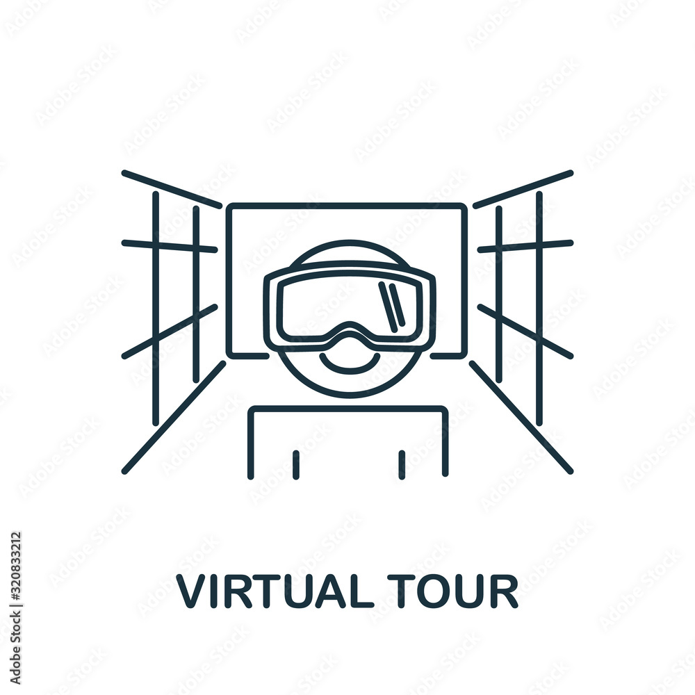 Aufkleber virtual tour icon from augmented reality collection. simple line element virtual tour symbol for tem
