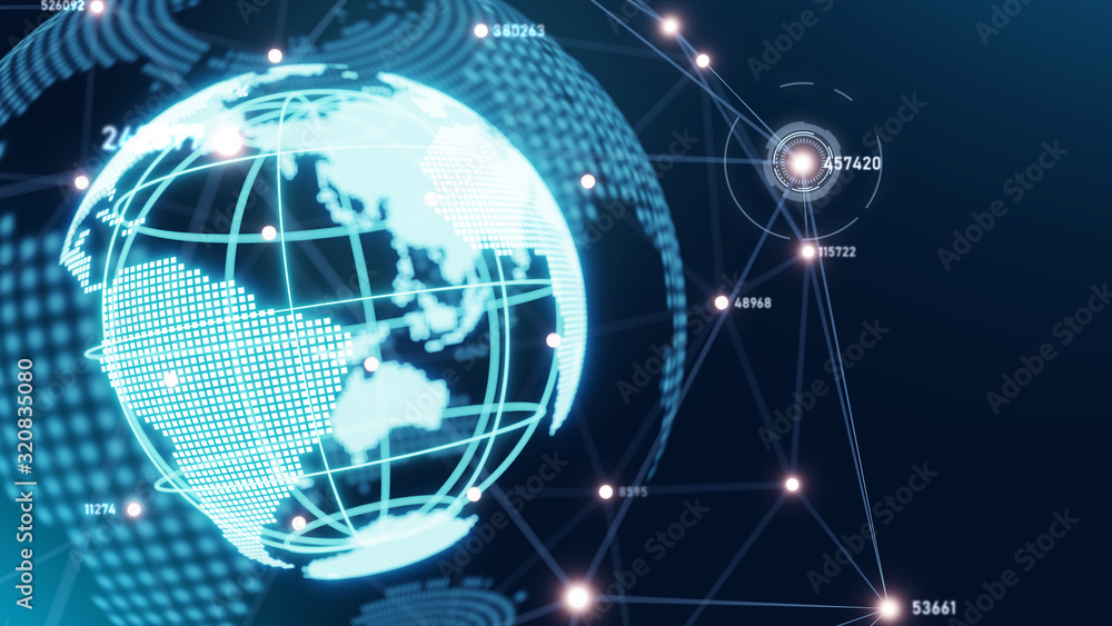 Aufkleber world hologram with connecting edge and space