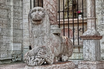 Stylus lion of the Cathedral of San Vigilio in Trento, Italy