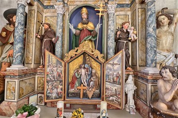 Altar of the Chapel of San Silvestro in Vallunga, South Tyrol, Italy