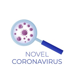 MERS-Cov (Middle East Respiratory Coronavirus Syndrome), New Coronavirus (2019-nKoV). Design concept for protection against a viral pandemic. Magnifying glass. Quarantine of the novel Coronavirus EPS 