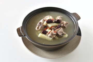 Food portrait of Yam stewed chicken soup
