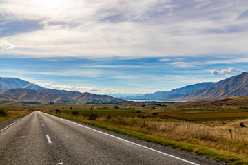 country road and sky in Newzealand