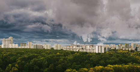 Naklejka na ściany i meble New buildings. Industrial landscape of autumn Moscow