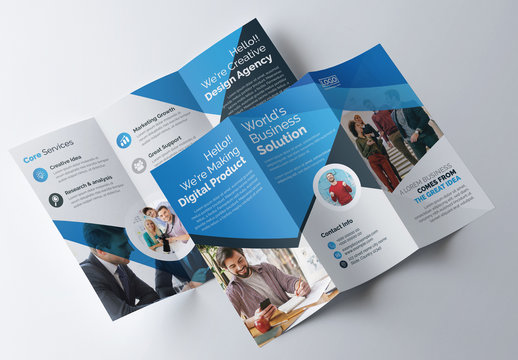 Corporate Trifold Brochure Layout with Blue Gradient Accents